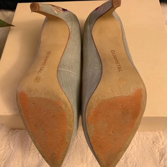 💥Embroidered flowers BlueDenim Gunmetal sandal💥 - Picture 5 of 5